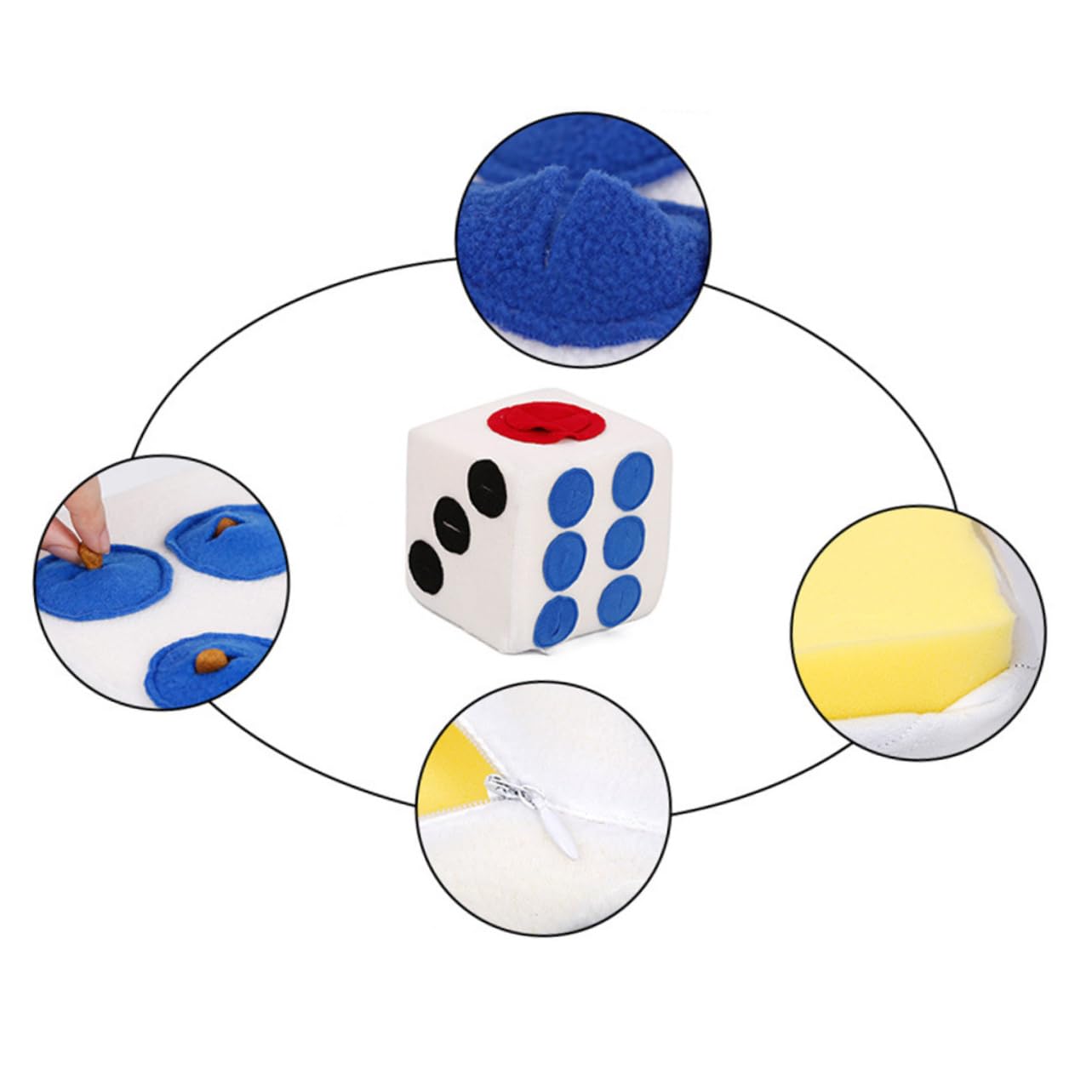 COLLBATH Jouet Interactif pour Chien Jouet À Renifler Alimentation Lente Dés en Peluche pour Le De L'animal