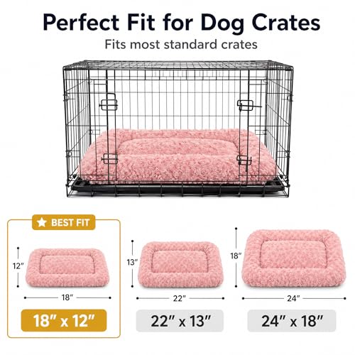 Image of Dog Crate Pad for Crate /Floor /Car for Extra Small Dogs Washable | Small Dogs Crate Pad with Non Slip Bottom,Soft Dog Crate Pad for Toy Poodle Yorkshire Chihuahua,18 inchx12 inch Pink