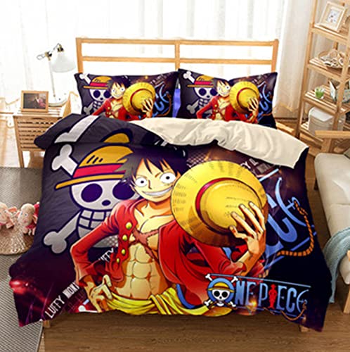 ysldtty Housse De Couette Singe D.Luffy Ensemble De Literie Luffy Imprimé Maison Housse De Couette Et Taie d'oreiller Enfants Adulte Dessin Animé L 240CM with 2 Pice Pillowcase 50CM x 75CM Cover