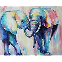 Amazon | Diyデジタル絵画 カラフルな象 数字キット手描きの油絵
