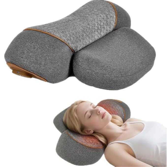 3-in-1 Nackenmassagegerät Elektrisch mit Wärme und Airbag-Sensorfunktionen Kabelloses Nackenmassagegerät Entspannungskissen für Nacken Elektrische Nacken Massagegerät zur Schmerzlinderung (Grau)