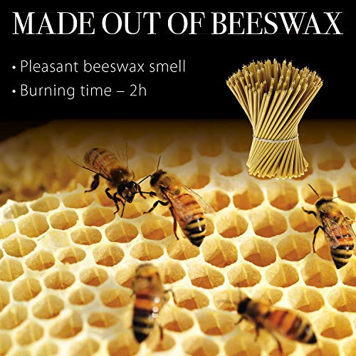 Danilovo Ritual Kerzen 100% Bienenwachs (Gelb) - Orthodoxe Kerzen für Gebet Tischdeko Hochzeit - Ungiftig, Ruà - Tropffrei, Nachhaltige Produkte, N40, Höhe: 26,5 cm, à 7,15 mm (200 stück) – Bild 3