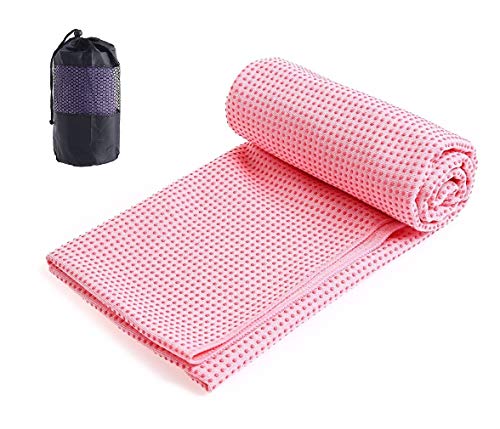 Xlab Pink Microfibre Yoga Towel With Non-Slip Pimples, 183cm x 63cm, 183cm x 63 cm