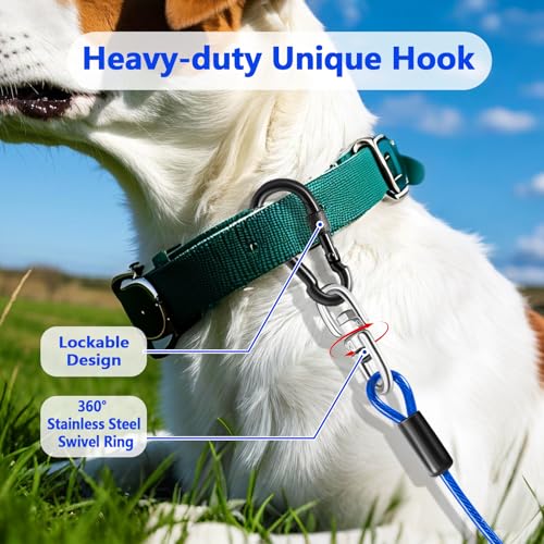 Heavy Duty Dog Tie Out Cable and Stake,16FT Rust Proof Dog Leads Tether for Yard with Swivel Hook,360°Swivel Spiral Dog Stake&Chain Up to 200 lbs,Removable Ground Anchor for Outdoor Beach Camping - Image 5