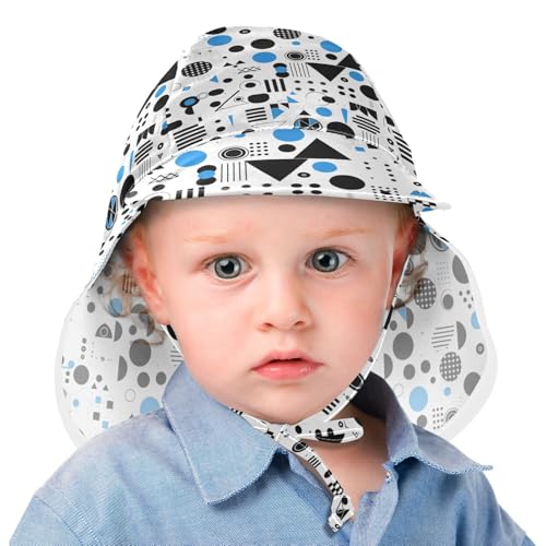 Blue and Black Geometric Shapes Modern Toddler Beach Hat Baby Boys' Beach Caps Girls Sun Protection Adjustable Traveling Swim2