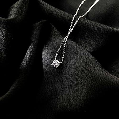 Image of Women's Silver Plated Zirconia Pendant Necklace With Cable Chain, Pendant Necklace, Zircon Pendant, Cubic Zirconia Necklace, Stylish Chain Necklace, Special Gifts, O Chain Necklace(Silver)