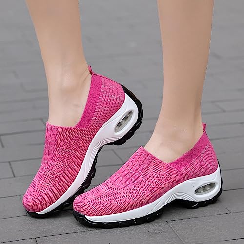 Sapatos femininos largos para caminhada - Sapatos de caminhada elásticos atléticos para mulheres - T