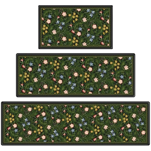 Kitchen Mat Set of 3 Anti-Fatigue Cushioned Rugs