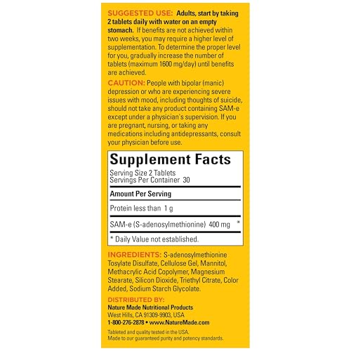Nature Made SAM-e 200mg Complete for Mood Support, 60 Tablets - image 7