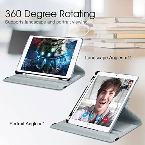 Image of Fintie Rotating Case for iPad 9th Generation (2021) / 8th Generation (2020) / 7th Gen (2019) 10.2 Inch - 360 Degree Rotating Stand Cover with Pencil Holder, Auto Wake Sleep, Vintage Blue