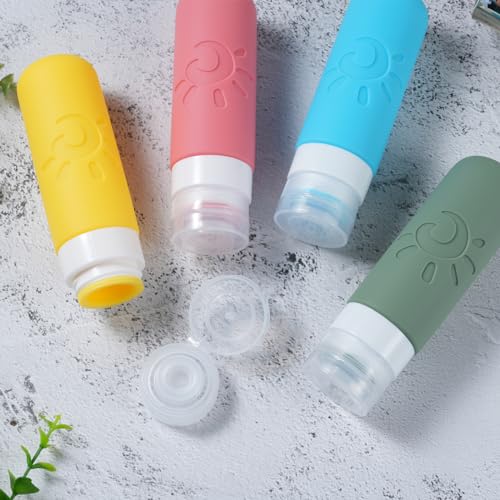 Image of Zafit Travel Bottles for Toiletries, TSA Approved Travel Containers 3oz Leak Proof Travel Tubs Refillable Liquid Travel Accessories for Shampoo Conditioner Lotion Body Wash(Multicolored F)