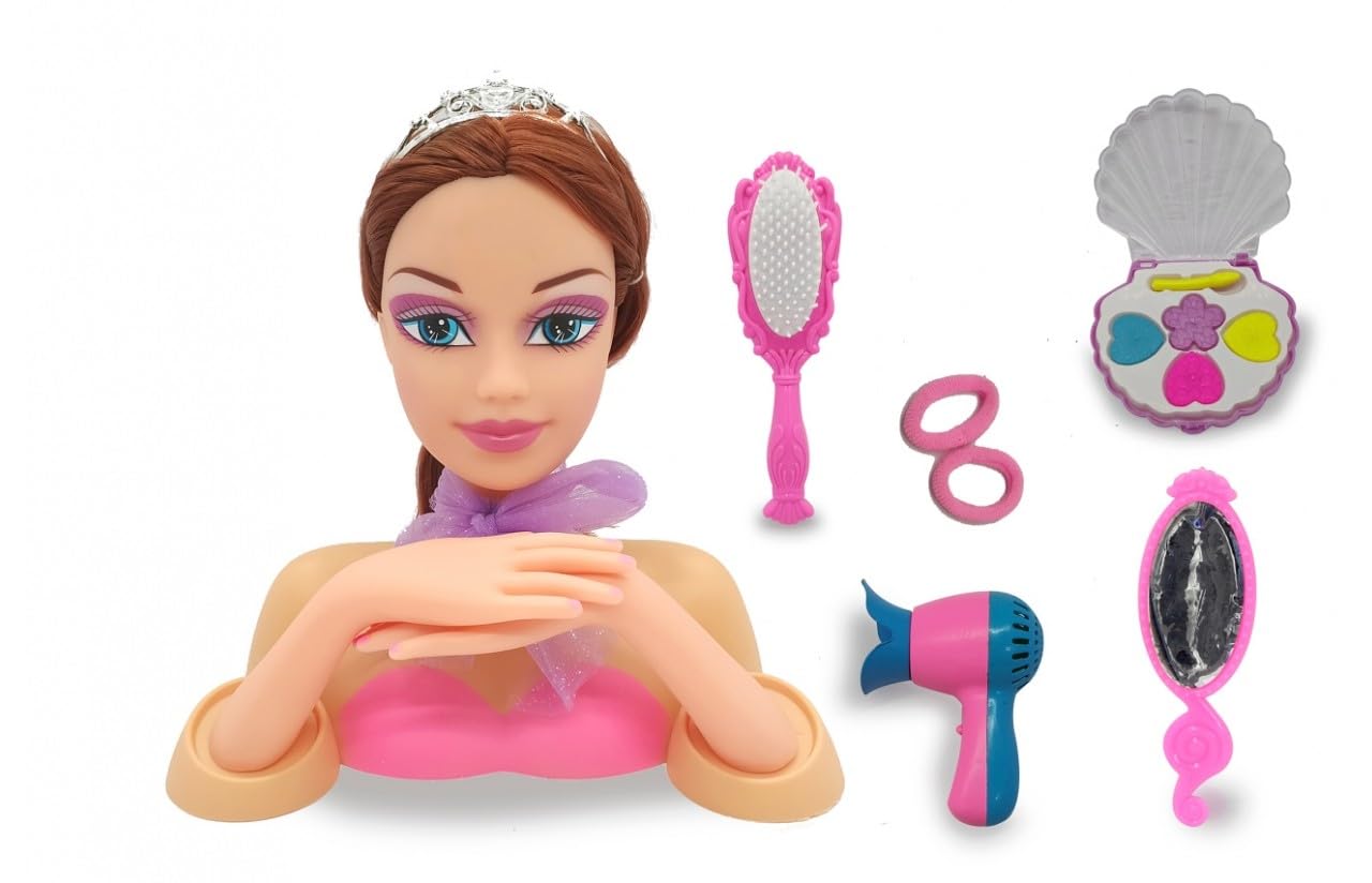 JAMARA Emma Beauty 460619 - Juego de 8 Cabezales de peluquería para probar Peinados de Moda, Pelo Resistente, promueve fantásticos Juegos de rol, Incluye Accesorios para el Cabello
