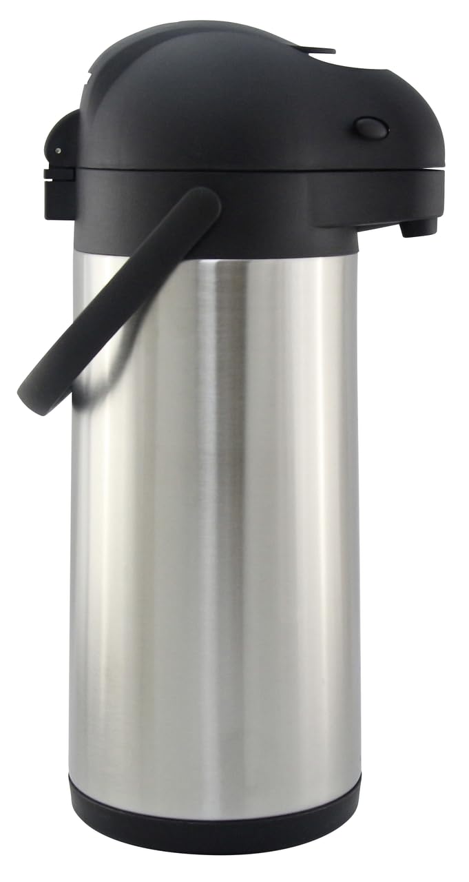 METRO Professional Pichet à pompe isotherme 3 litres - Acier Inoxydable 18/8, Argenté/Noir