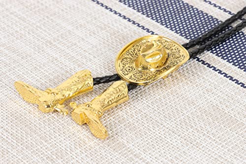 Image of Bolo Ties for Men Western - 3D Cowboy Hat Design With Vintage Boots, Western Bolotie Bola Tie