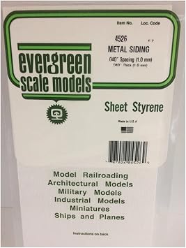 Evergreen 4526 Corrugated Sheet Game, 1 x 150 x 300 mm, Grid 1.00 mm, Pack of 1