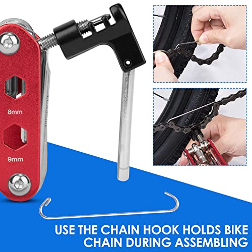 Image of WOTOW Bike Repair Tool Kit & Bike Saddle Bag, 14 in 1 Bike Chain Tool Hex Key Wrench Maintain Accessories Multitool Set with Portable Under Seat Bag for Road Mountain Commuter Bicycle