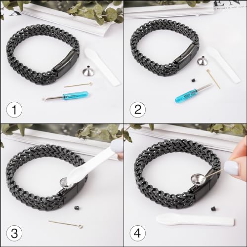 abooxiu Urn Bracelet for Human Ashes Cremation Bracelet Stainless Steel Ashes Bracelet Cremation Jewelry Urn Keepsake Memorial Ash Holder for Men Women4