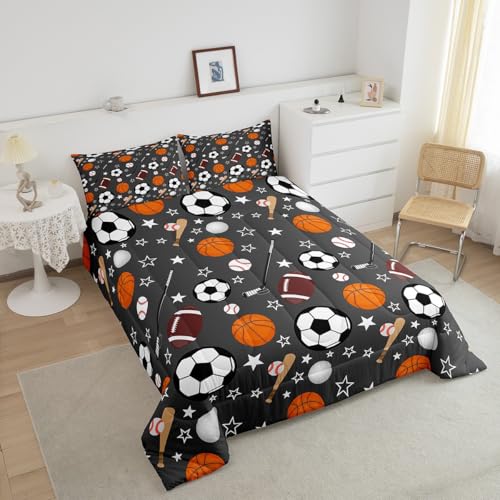 Image of Feelyou Sports Theme Bedding Set Twin Size for Kids Teens