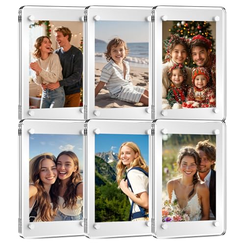 6 Pack Fridge Magnetic Photo Frames for Instax Mini & Polaroid Go 2x3 Inch