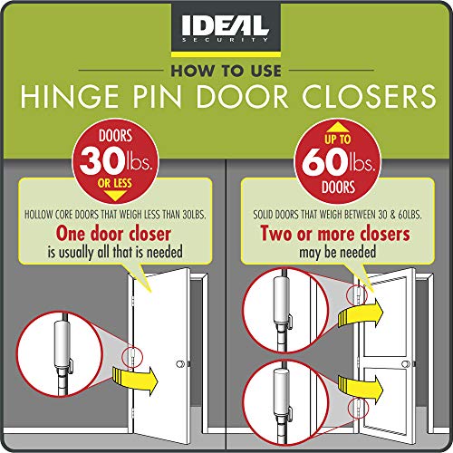 Ideal Security SK50P2PB Hinge Pin Automatic Closer for Interior Doors, Polished Brass (Pack of 2)