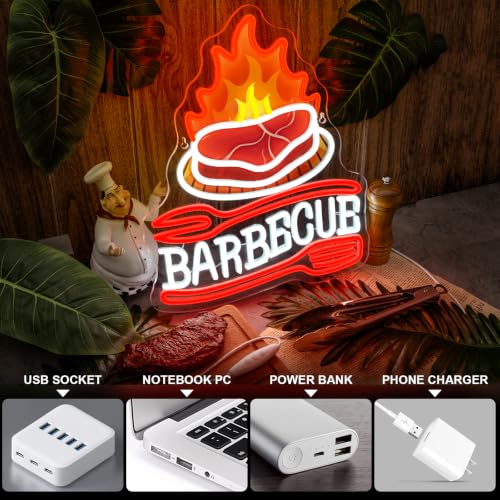 Image of BBQ Neon Sign Barbecue LED Wall Decor Neon Light for Bar & Grill