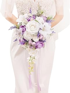Bridal Cascading Lilac & White Bridal Bouquet