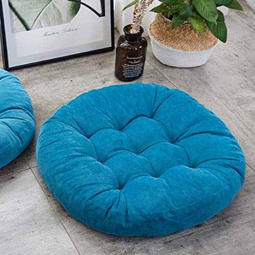 Cushions XIONGLONG, Large Pouf Floor Pillow Round Meditation Yoga Seating Cotton Linen Indian Pillow for Home Decor Garden Party (Color : Blue, Size : 58cm(diameter))