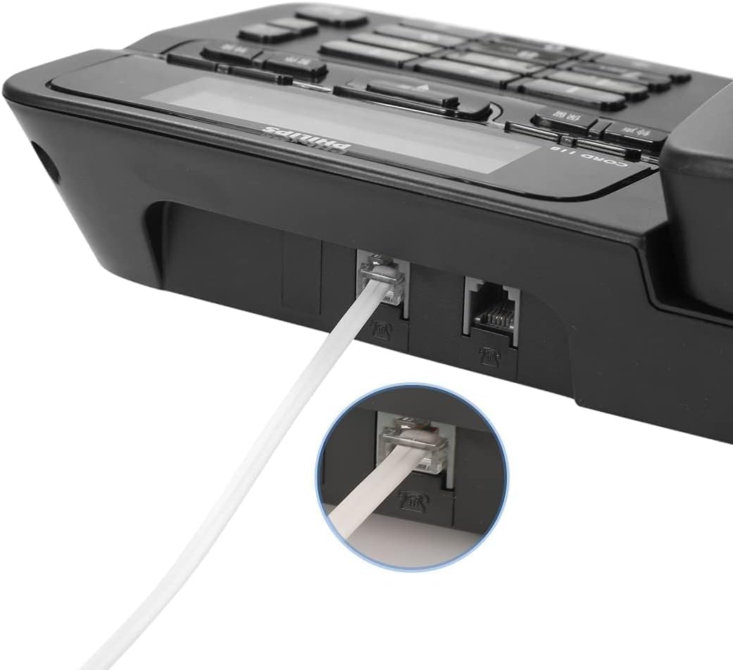 Langes Telefon-Verlängerungskabel, 10 m, weiß, Telefonkabel mit Standard-RJ11-Stecker, 1 Telefonleitungs-Splitter, 2,5 cm-Koppler und 25 Kabelclips für Telefongespräche, Kommunikation