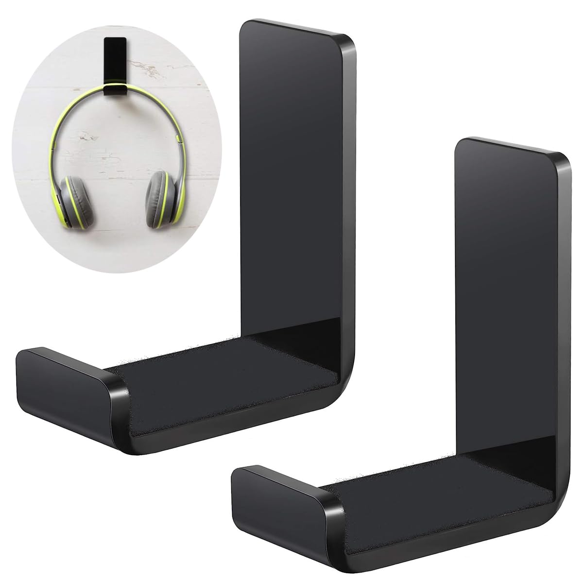 Siyara Adhesive Wall Mount Headphone Stand Holder | Universal Hook for Headset, Controller, Cable, Bag | Sticky Under Desk/Wall Hook for PC, Xbox, PS5, Purse | Black (U-Shape,Pack of 2)-image-39