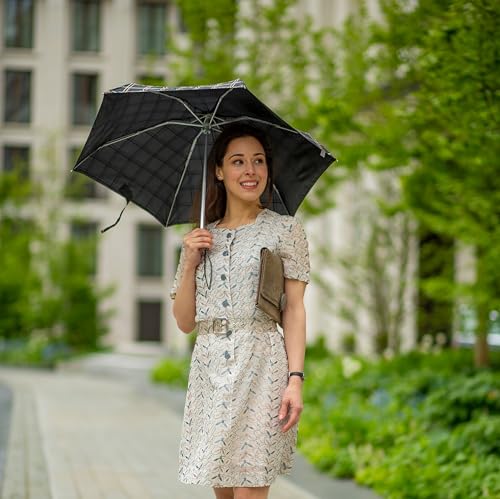 Fulton Tiny 2 Golden Check Print Umbrella - Image 2