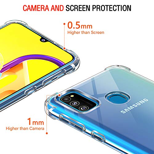 Image of Lustree Back Cover Transparent Case Compatible with Samsung Galaxy M11 | Clear + TPU Case with 4 Corner Air Cushion Protection & Camera Protection | Slim& Stylus Cover