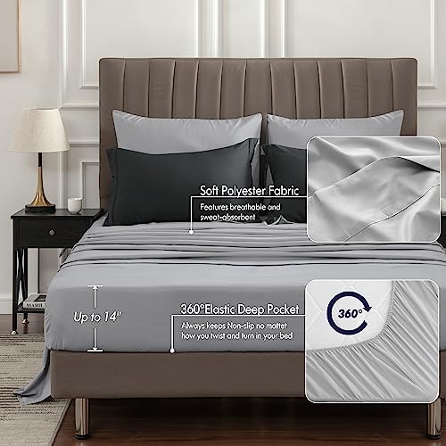 BEDELITE Queen Comforter Set 7 Pieces Bed in A Bag - Soft Microfiber Reversible Black Bed Set with Comforters, Sheets, Pillowcases & Shams, Cozy Luxury Bedding Sets for All Season - Image 3