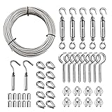 ENLife String Lights Hanging Kit, 164 FT PVC Coated Heavy Duty 304 Stainless Steel Cable...