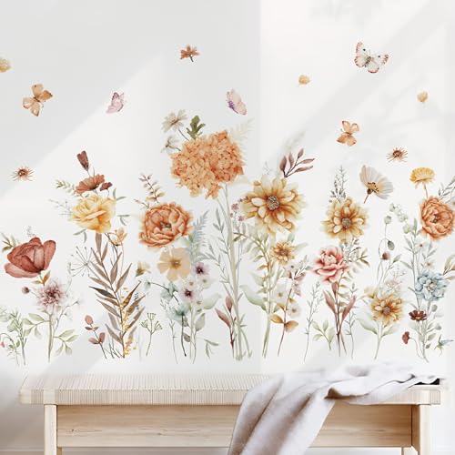 2 láminas vinilo mural flores boho 35.43"x11.81"