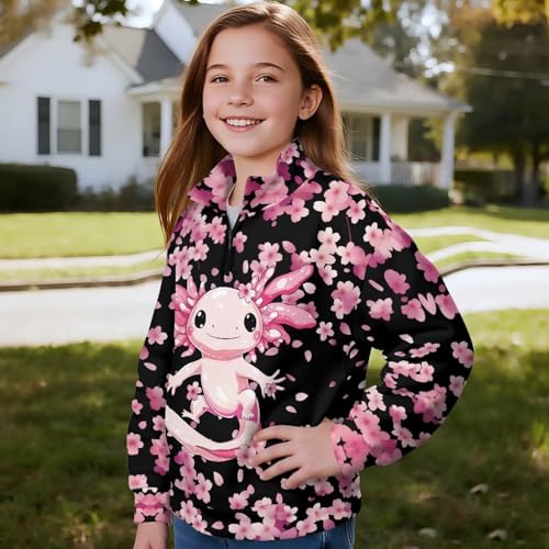 Girls Zip Up Sweatshirt Warm Comfy 1/4 Zip Long Sleeve Pullover Tops Fashion Casual Oversized Hoodies for Sports3