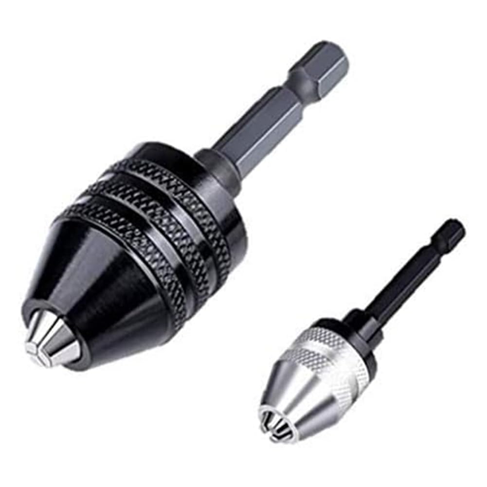 Tuesoa Drill Chuck Adapter-2Pcs Drill Chuck for Impact Driver,Drill Bit Adapter Keyless Chuck 1/4 Hex Shank (0.6-8mm,0.3-3.6mm)