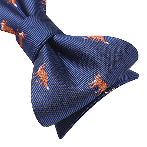 Image of HISDERN Bow Ties for Men Self Tie Animal Bowties Pocket Square Woven Silk Fun Bowtie Handkerchief Set for Wedding Party
