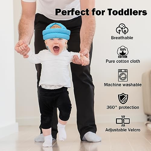 Image of Baby Head Protector Baby Helmet for Crawling Walking, No Bumps Safety Head Adjustable Protective Cap for Walking, Playing (Blue)