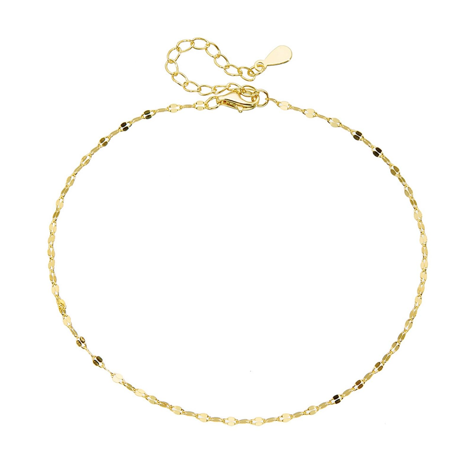 Delicada cadena de eslabones para mujer, tobilleras de oro de 18 quilates, sin piedras preciosas, pulseras de tobillo para mujer, oro amarillo para ella, 9 K, 14 y 18 quilates