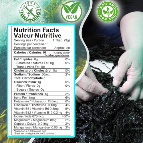 Image of Ocean's Balance: Organic Dulse Flakes - Maine Coast Seaweed Atlantic Ocean Sea Vegetables - Perfect for Keto Diet, Paleo Diet, Vegetarian Lifestyle or Vegan Diet & Detox Cleanse - Gluten Free, 1lb Bag