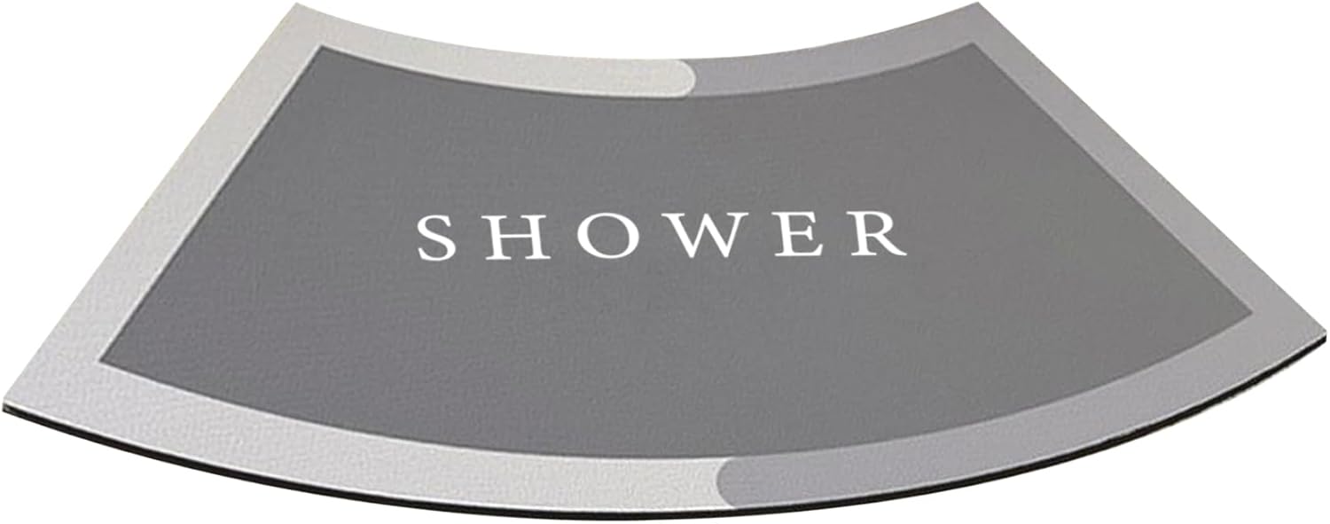 SWEETBIUTI Curved Shower Mat Curved Bath Mat Absorbent Shower Rug Non