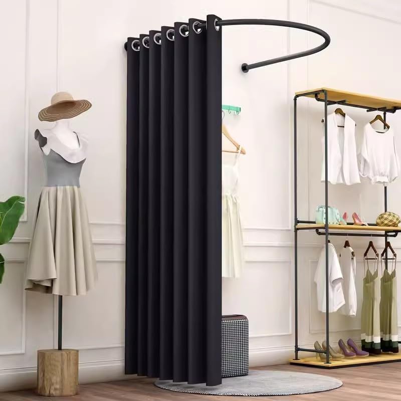 Fitting Room for Boutique, Portable Dressing Room Clothing Store, U-Shap Changing Room with Shading Curtain Privacy Screen for for Retail Store Kiosk Shop (Size:80x85x200cm,Color:Black) Black 80cm