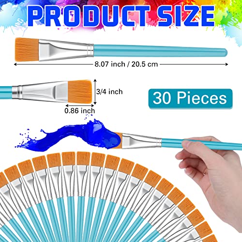 Image of Zonon 30 Pieces Paint Brushes Bulk Small Flat Top Acrylic Oil Paint Brush for Artists Mini Touch up Crafts Detail Painting(3 /4 Inch,Blue)
