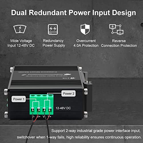 Image of 3 Port Hardened Industrial Gigabit Din Rail Switch,10 /100 /1000Mbps Ethernet Switch Din Rail 24V,8Gbps Switching Capacity,IP40 Rated Unmanaged Network Switch(-40~80C)