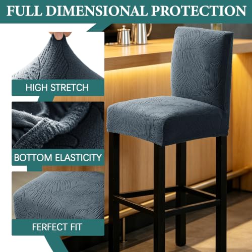 Image of HAOYONG Bar Stool Covers, Stretch Counter Stool Pub Chair Slipcover Washable Counter Height Chair Covers for Kitchen Dining Room Cafe Set of 4 (Dark Gray)