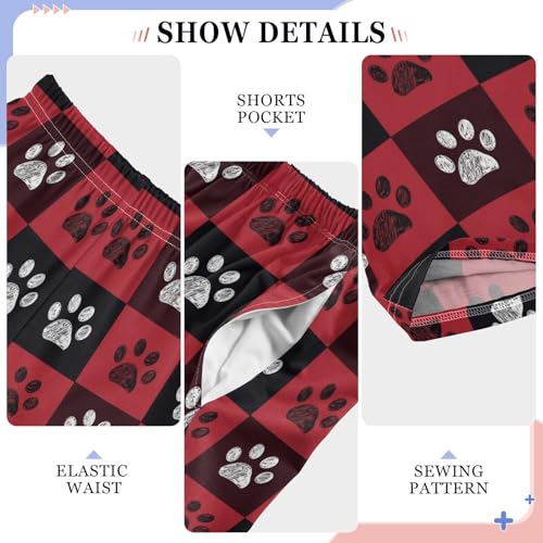 Plaid Red Black Christmas Paw Boys Pants for Kids Jogger Pants with Pockets S-XL4