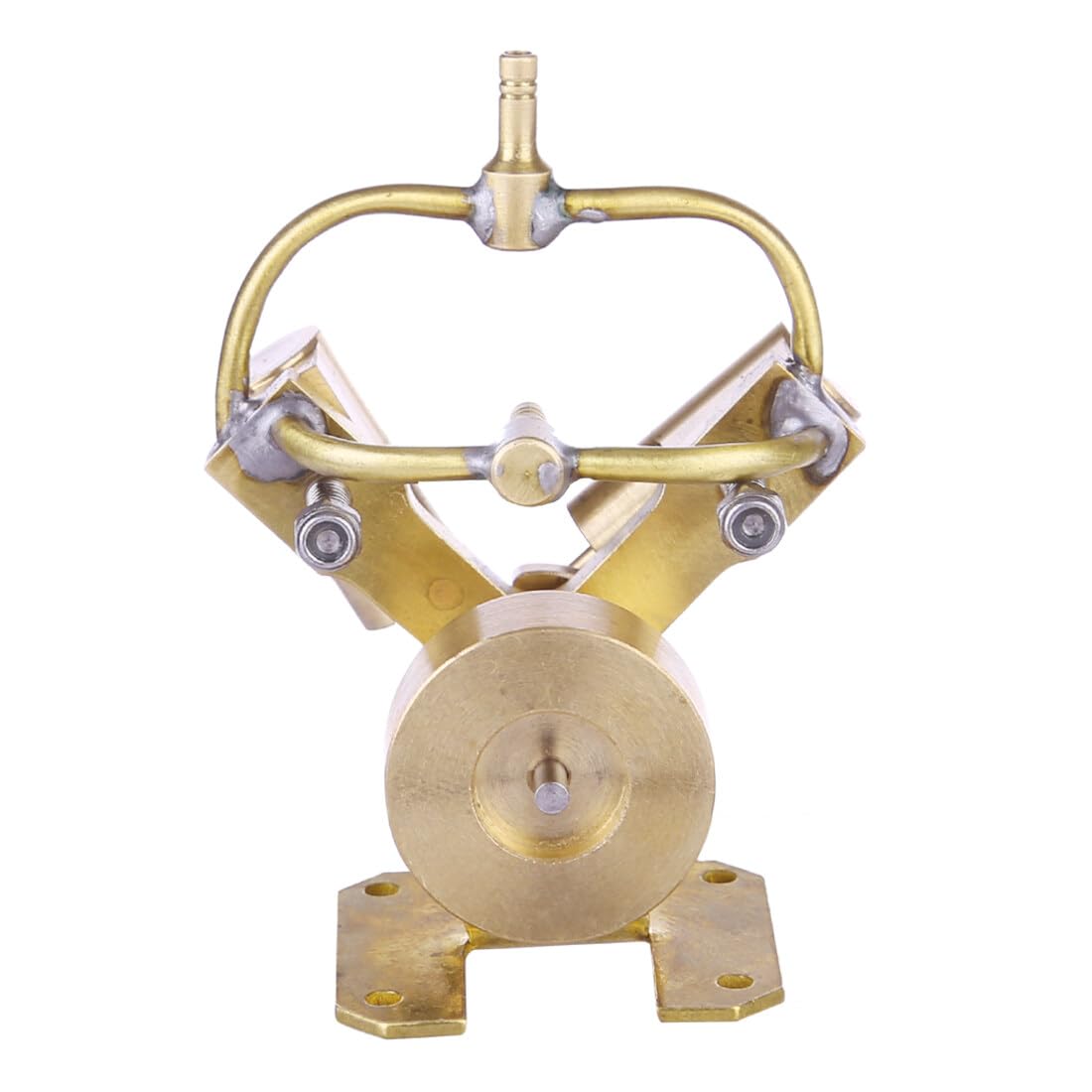 Dampfmaschine Bausatz Erwachsene, Mini V-förmige Dampfmaschine aus reinem Kupfer mit Zwei Zylindern Generator Modell Dampfbetriebenes Mechanisches Set
