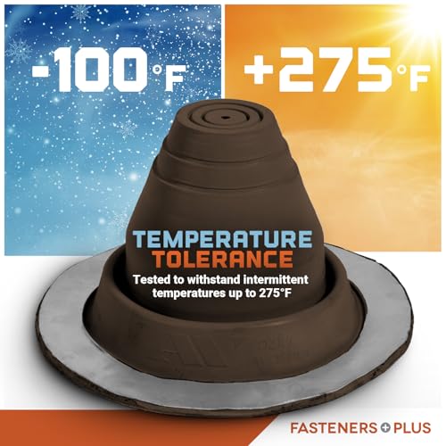 Image of Fasteners Plus #1 Round EPDM Metal Roof Pipe Flashing Boot (Fits 1 /4 inch - 2-1 /2 inch Pipe OD), Brown