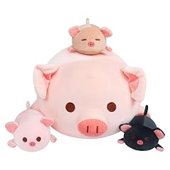 Achwishap Pig Stuffed Animal Mommy 19 6 with 3 Pig Babies Plush 4 PCS Cute Pig Plushie Pillow