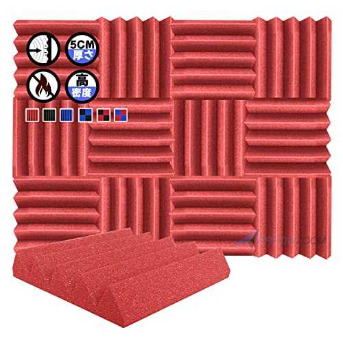 Arrowzoom スーパーダッシュ 新しい 12 ピース 防音 遮音 密度26㎏/m3 作品 吸音材 楽器 緩衝材 防音材 音響泡断熱治療 消音 超強力 騒音 スタジオ 吸音材質 室内装飾 防音対策 250x250x50 mm 縮状態出荷 スタジオレコーディング wedge タイルパネルウェッジサ SD1134 赤